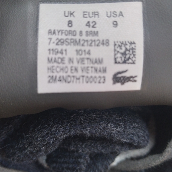 Lacoste Men's Rayford 68RM Sneaker Size 9, Nearly new - Picture 6 of 7